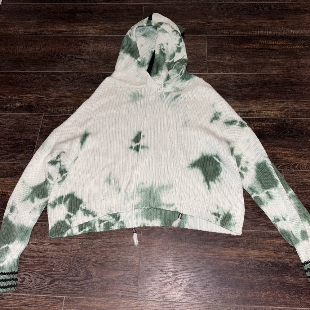 Revolve John + Jenn Tie Dye cropped knit hoodie sweater sweatshirt